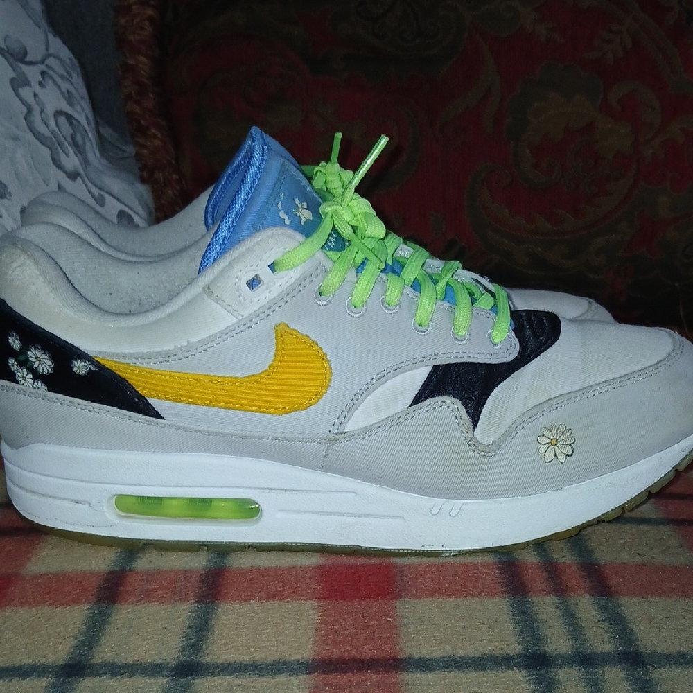 Nike Air Max 1 Men's Shoes - White, Yellow, Blue
